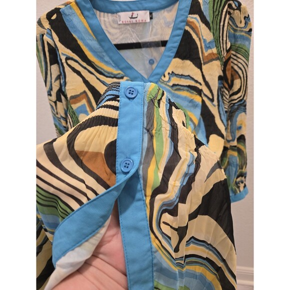 Rossi Roma Vintage Y2K Pleated Tunic Top Shirt Womens XL Lined Artsy Lagenlook - Picture 3 of 8